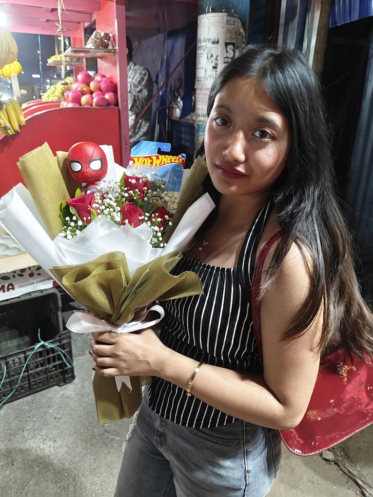 You with the birthday bouquet